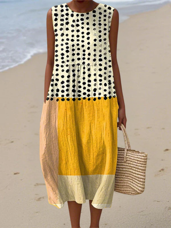 Leah | Robe Midi Colorblock à Pois